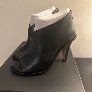 Vince Camuto Black Leather Peep-Toe Ankle Booties